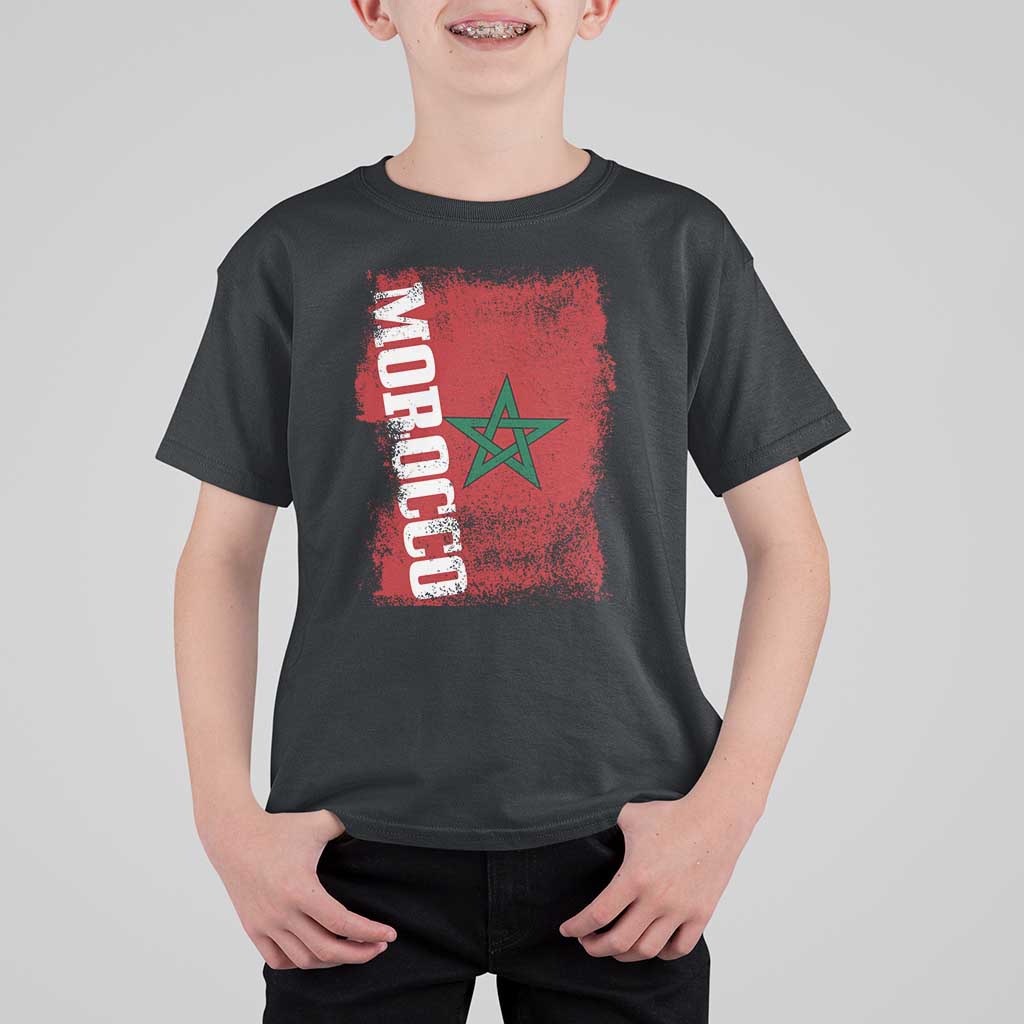 Morocco Flag Distressed Vintage Patriotic Pride Gift for Proud Moroccan T Shirt For Kid