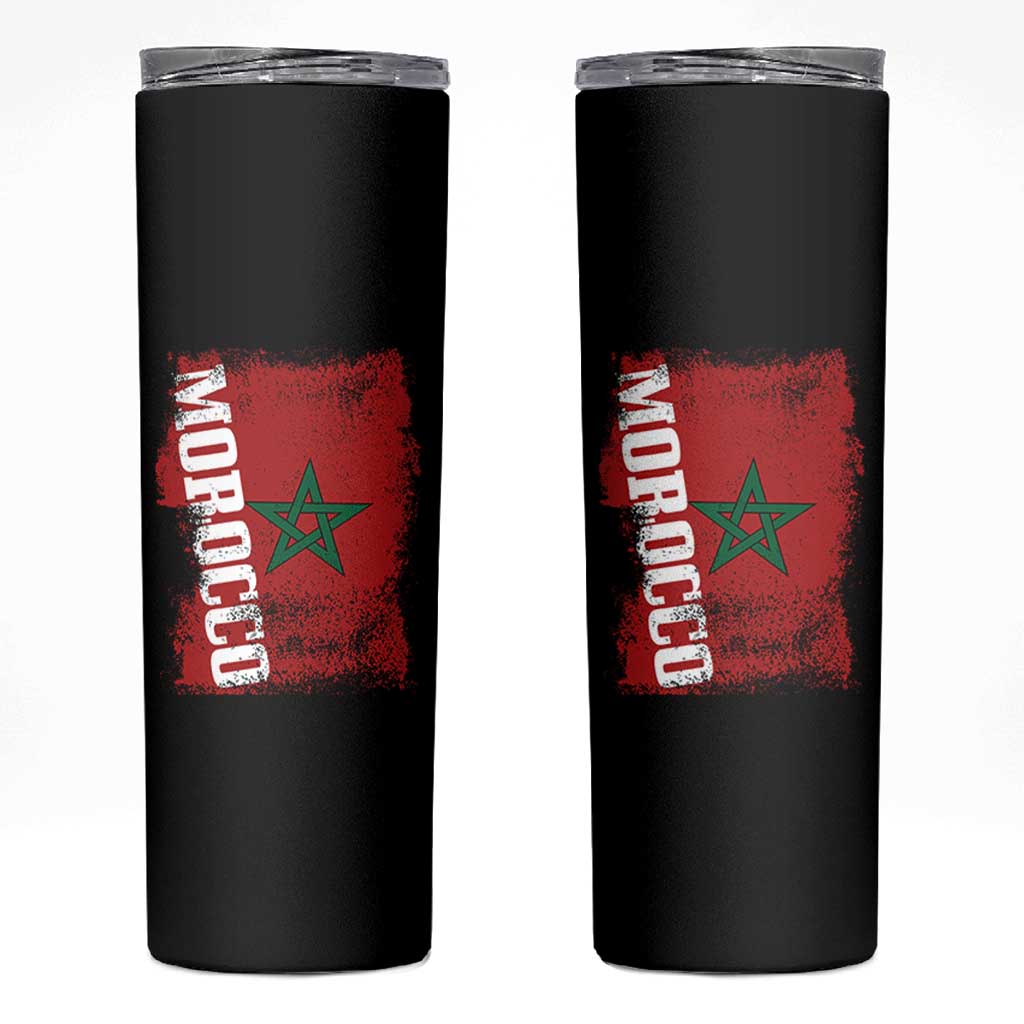 Morocco Flag Distressed Vintage Patriotic Pride Gift for Proud Moroccan Skinny Tumbler