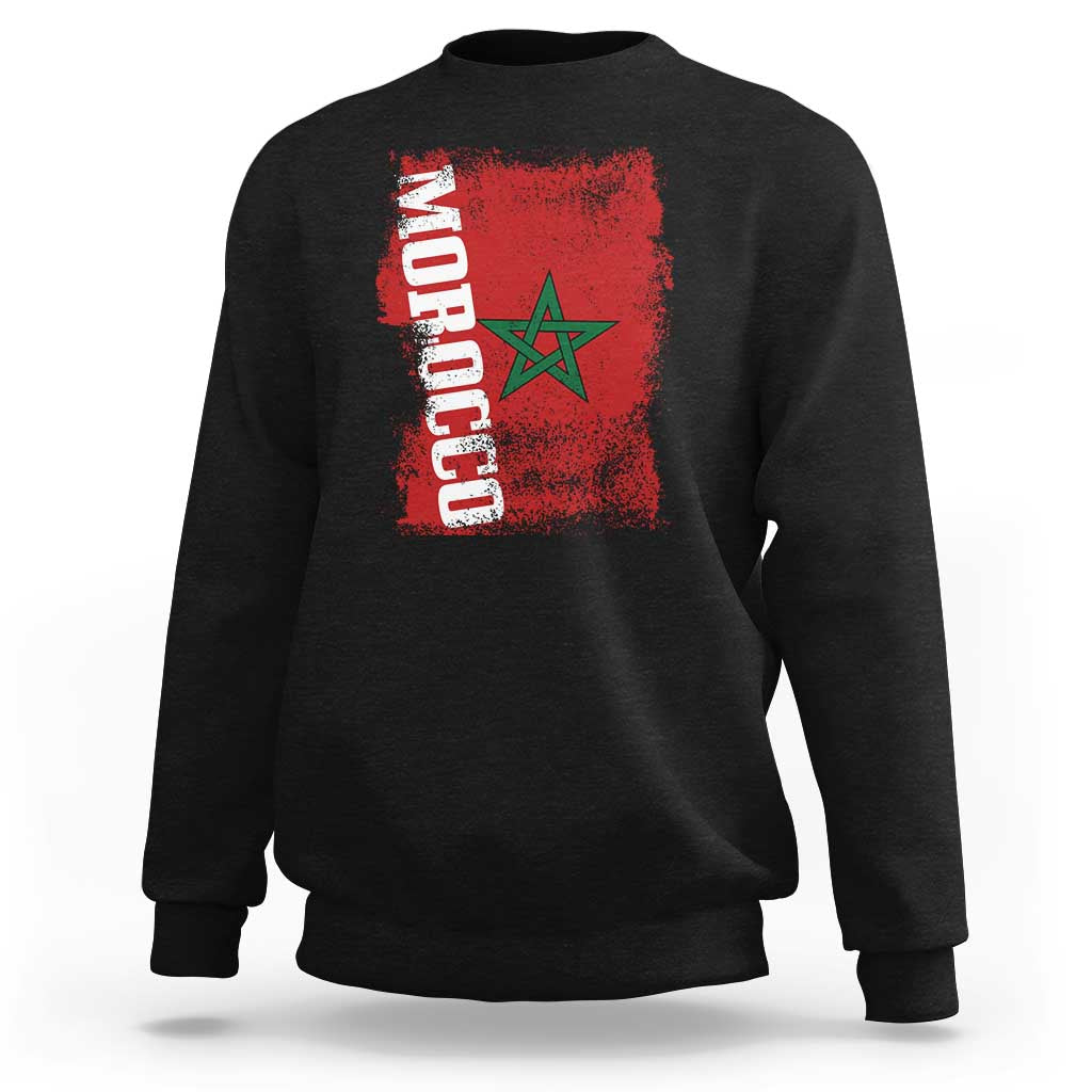 Morocco Flag Distressed Vintage Patriotic Pride Gift for Proud Moroccan Sweatshirt