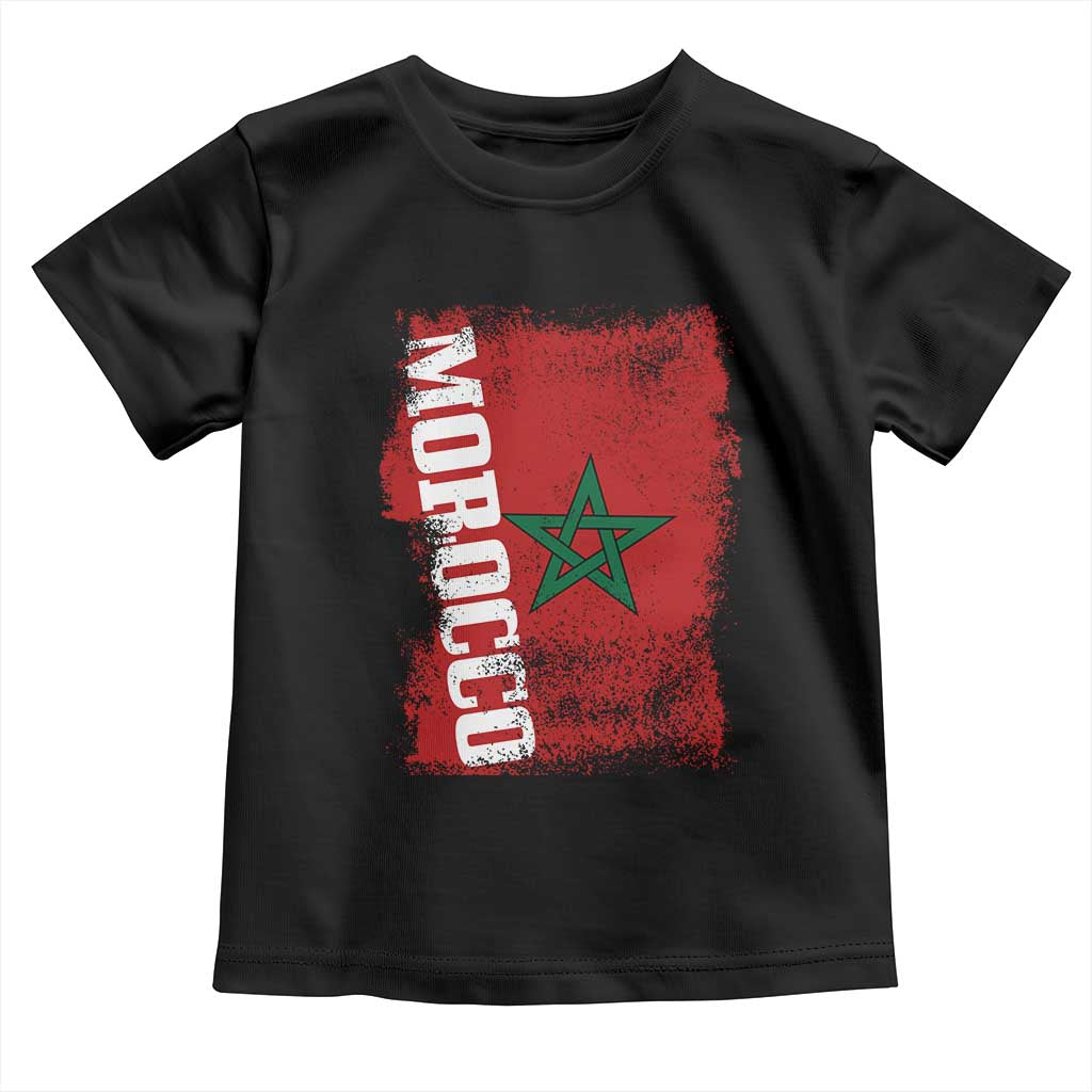 Morocco Flag Distressed Vintage Patriotic Pride Gift for Proud Moroccan Toddler T Shirt