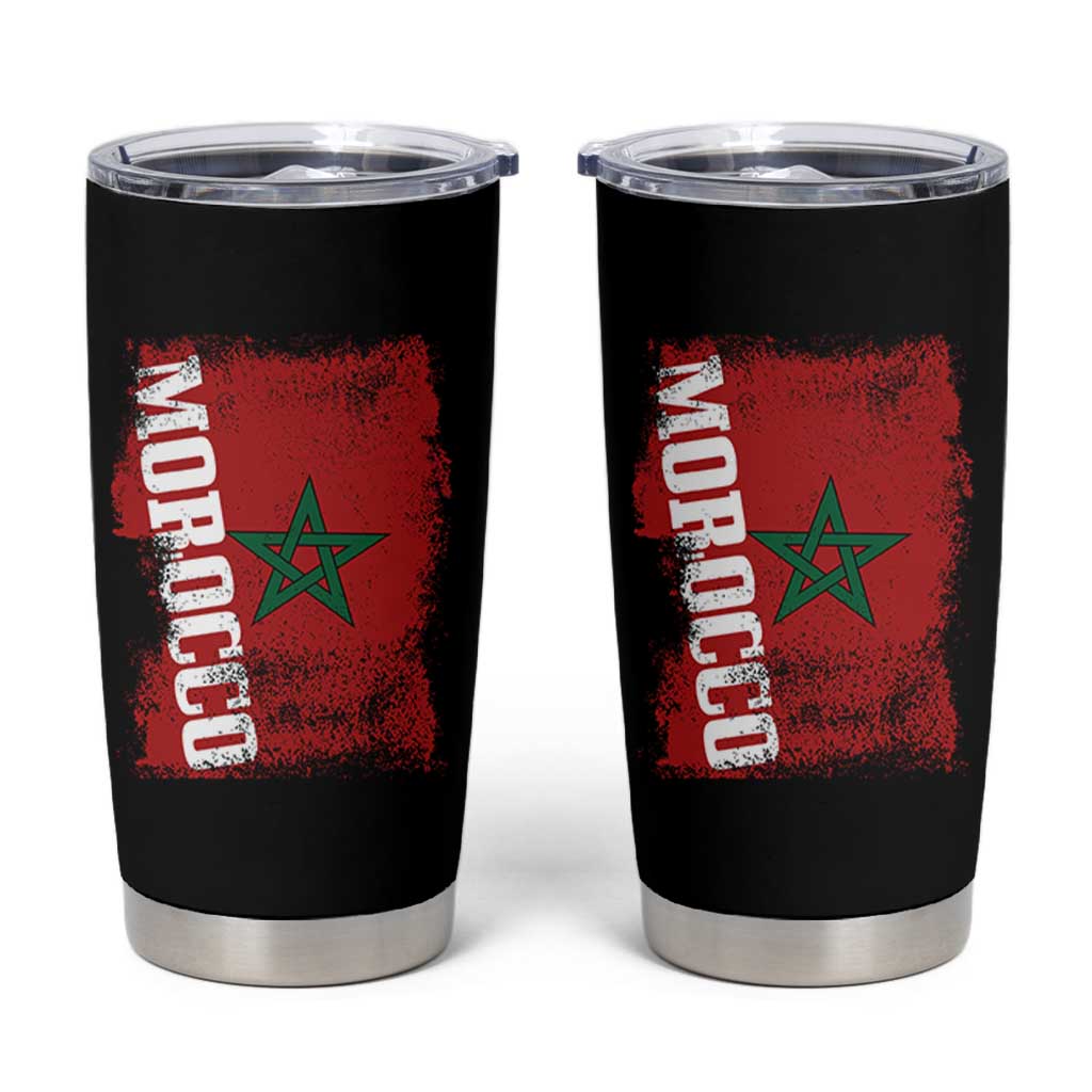 Morocco Flag Distressed Vintage Patriotic Pride Gift for Proud Moroccan Tumbler Cup