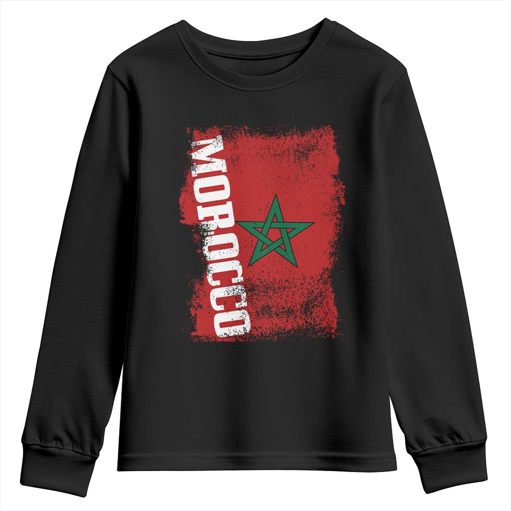Morocco Flag Distressed Vintage Patriotic Pride Gift for Proud Moroccan Youth Sweatshirt