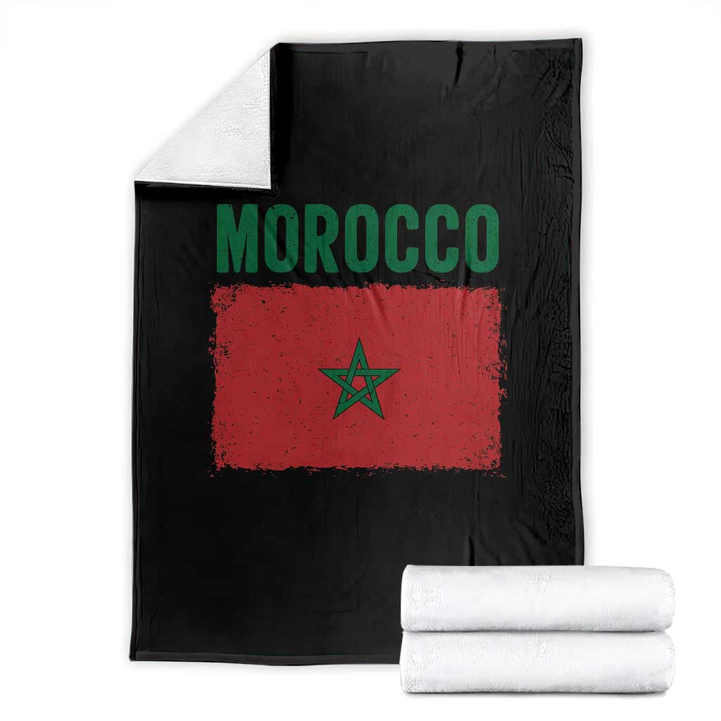 Morocco Flag Throw Blanket Vintage Distressed Patriotic Pride Gift for Proud Moroccan