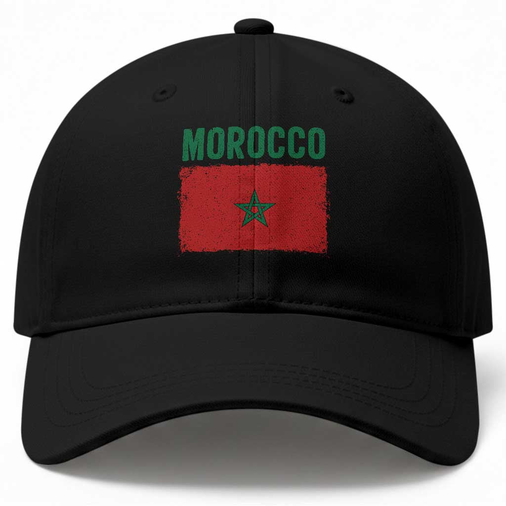 Morocco Flag Baseball Cap Vintage Distressed Patriotic Pride Gift for Proud Moroccan