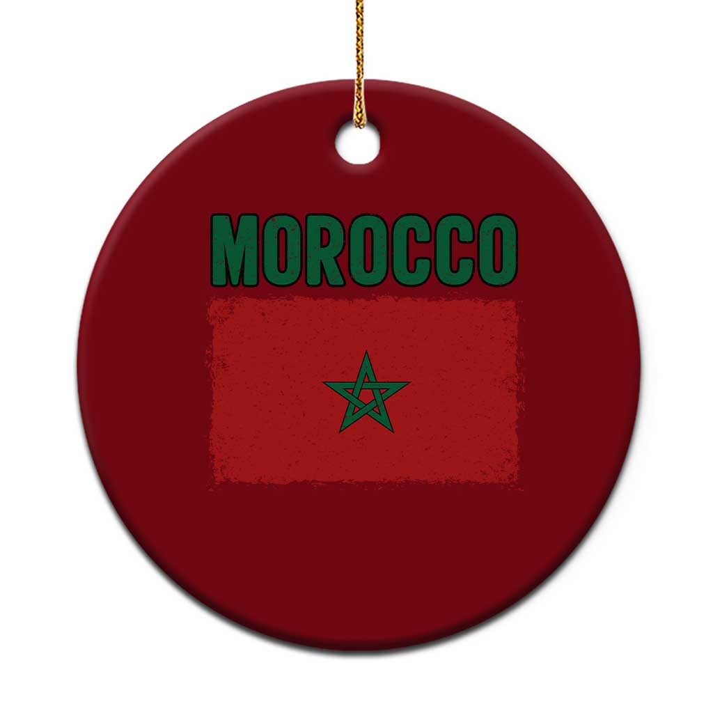 Morocco Flag Ceramic Ornament Vintage Distressed Patriotic Pride Gift for Proud Moroccan