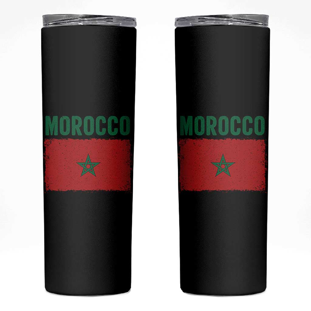 Morocco Flag Skinny Tumbler Vintage Distressed Patriotic Pride Gift for Proud Moroccan