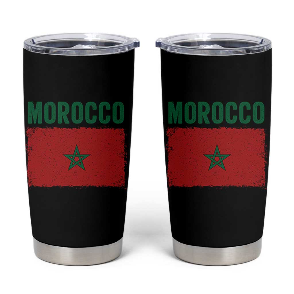 Morocco Flag Tumbler Cup Vintage Distressed Patriotic Pride Gift for Proud Moroccan