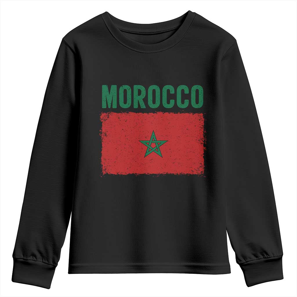 Morocco Flag Youth Sweatshirt Vintage Distressed Patriotic Pride Gift for Proud Moroccan