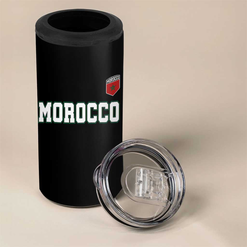 Morocco Moroccan Flag Vintage Pride 4 in 1 Can Cooler Tumbler