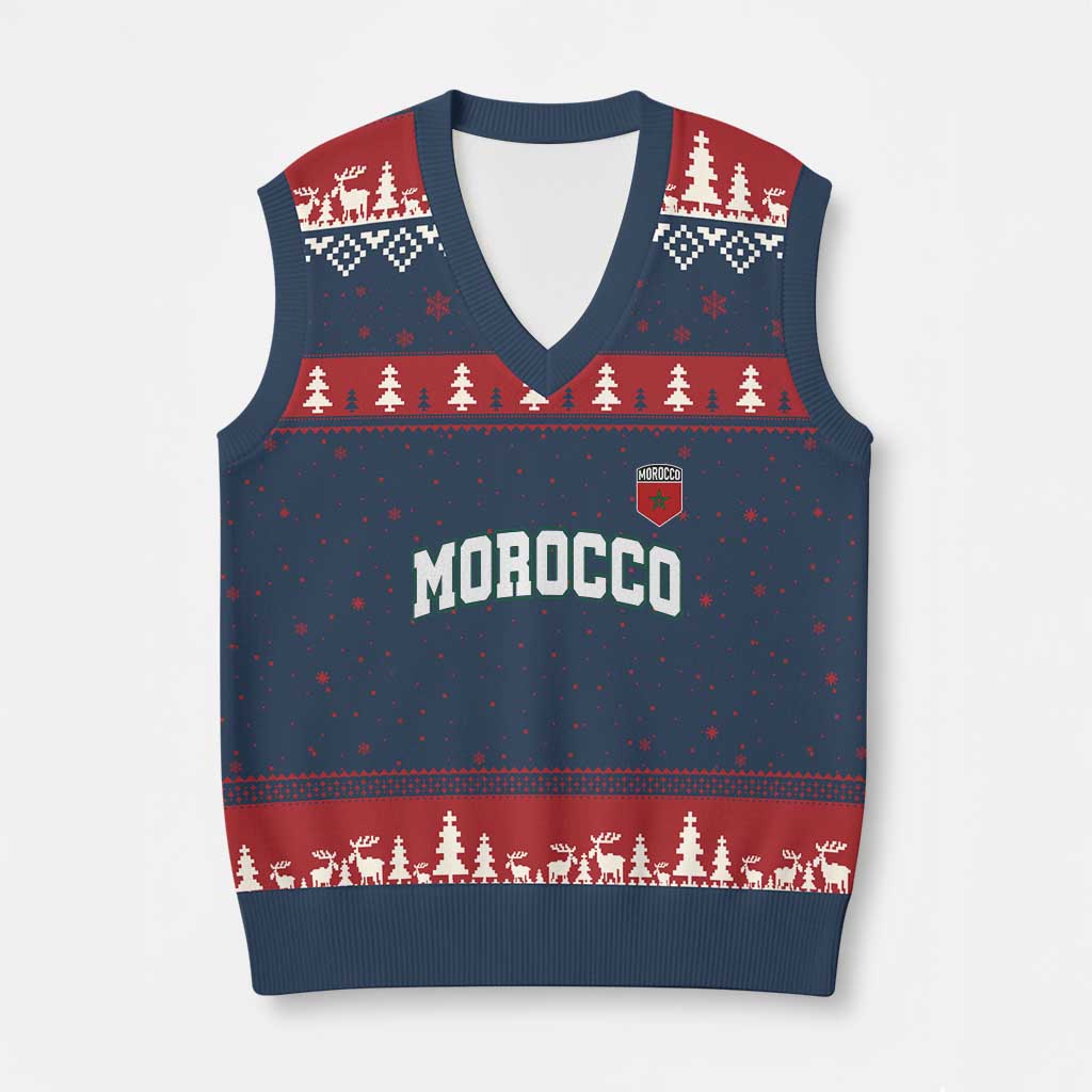 Morocco Moroccan Flag Vintage Pride V-Neck Knit Sweater Vest