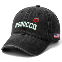 Morocco Moroccan Flag Vintage Pride Washed Cotton Baseball Cap