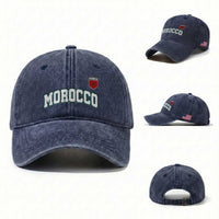 Morocco Moroccan Flag Vintage Pride Washed Cotton Baseball Cap