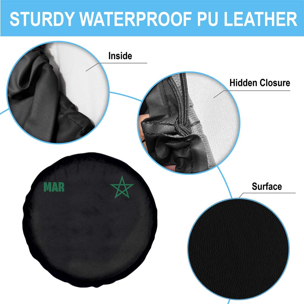 Morocco Spare Tire Cover Green Star Minimalist Patriotic Pride Gift for Proud Moroccan