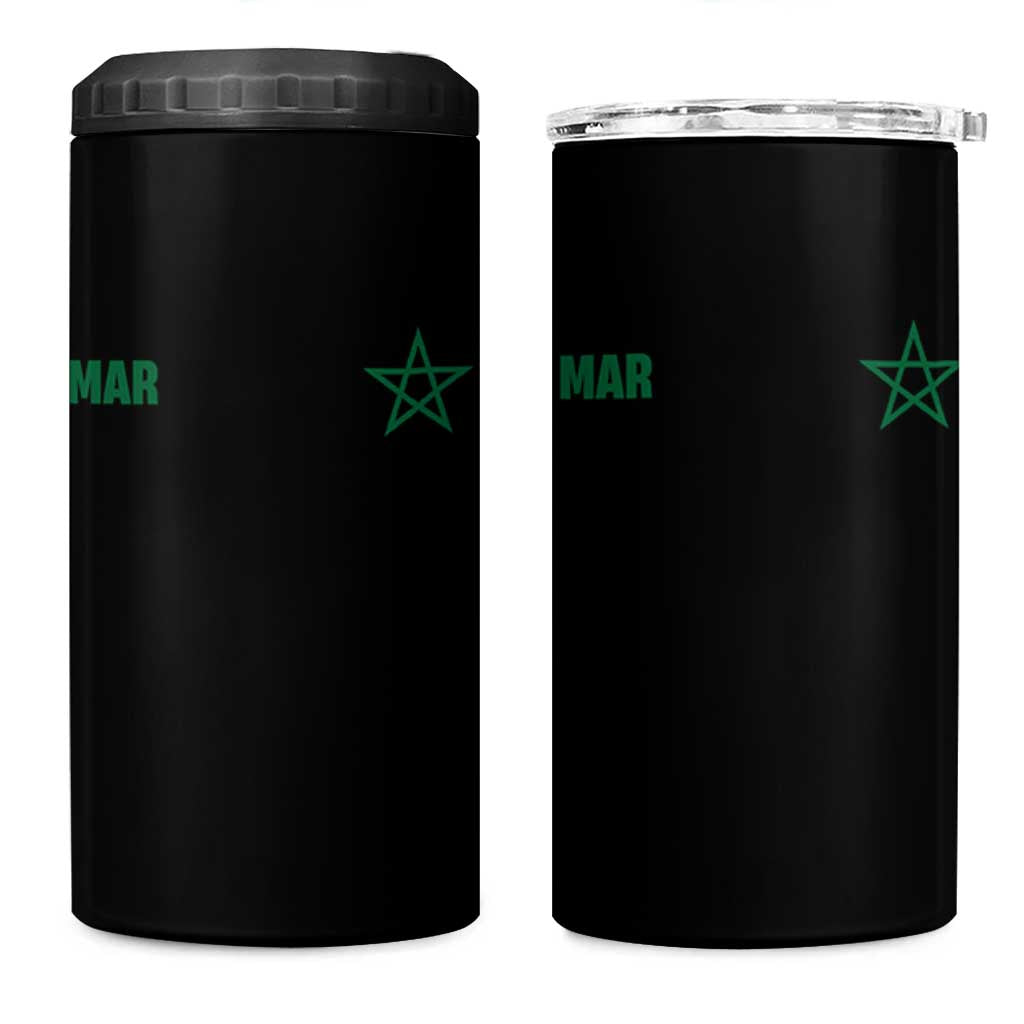 Morocco 4 in 1 Can Cooler Tumbler Green Star Minimalist Patriotic Pride Gift for Proud Moroccan