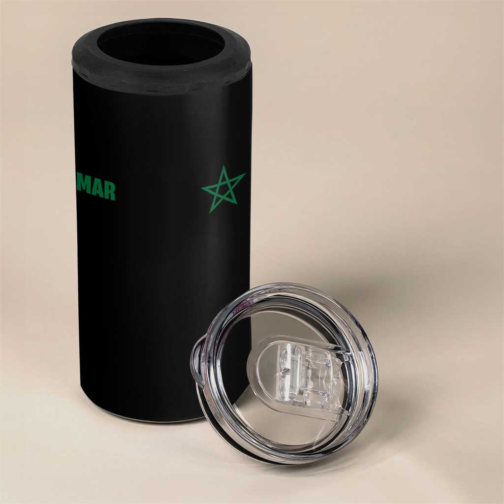 Morocco 4 in 1 Can Cooler Tumbler Green Star Minimalist Patriotic Pride Gift for Proud Moroccan