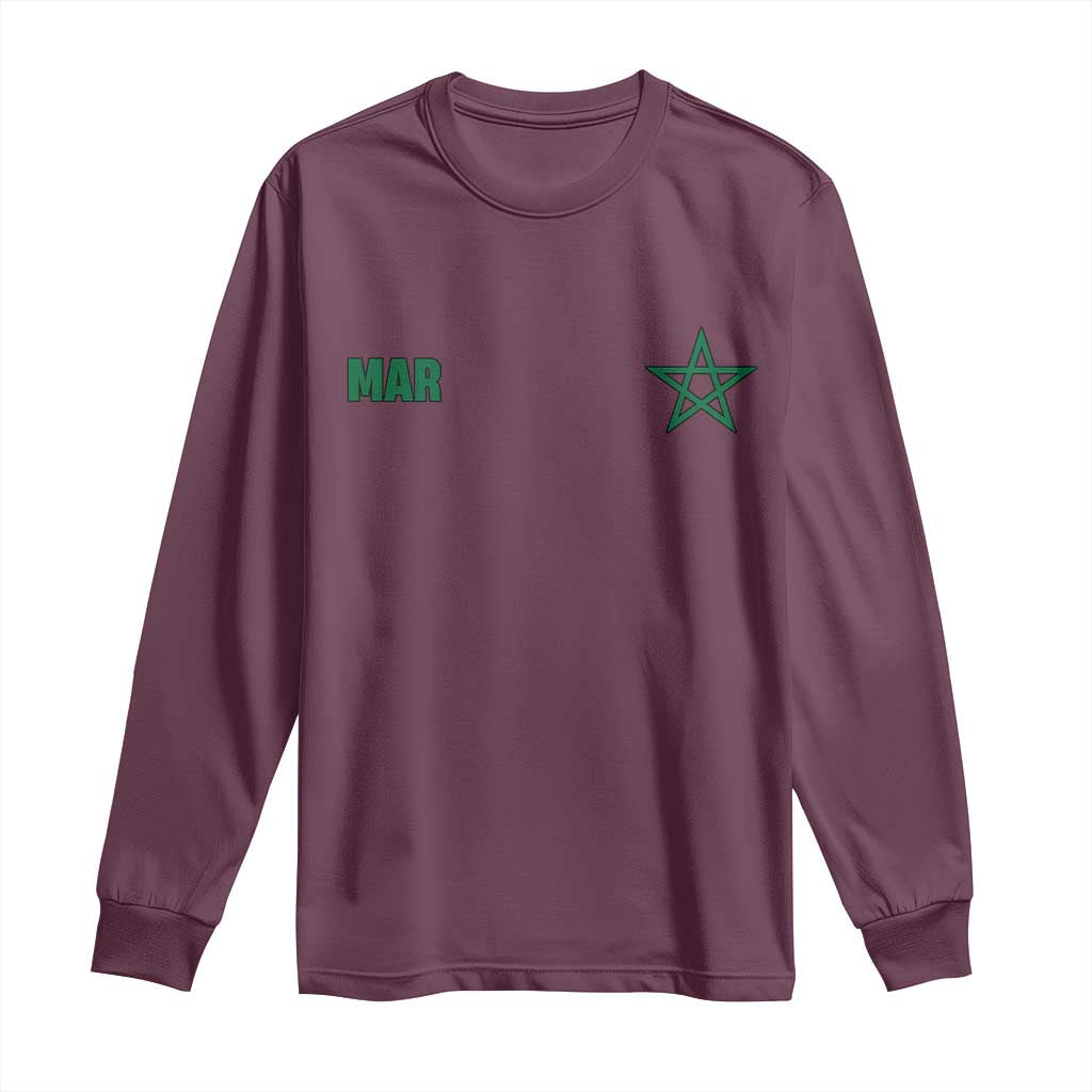 Morocco Long Sleeve Shirt Green Star Minimalist Patriotic Pride Gift for Proud Moroccan