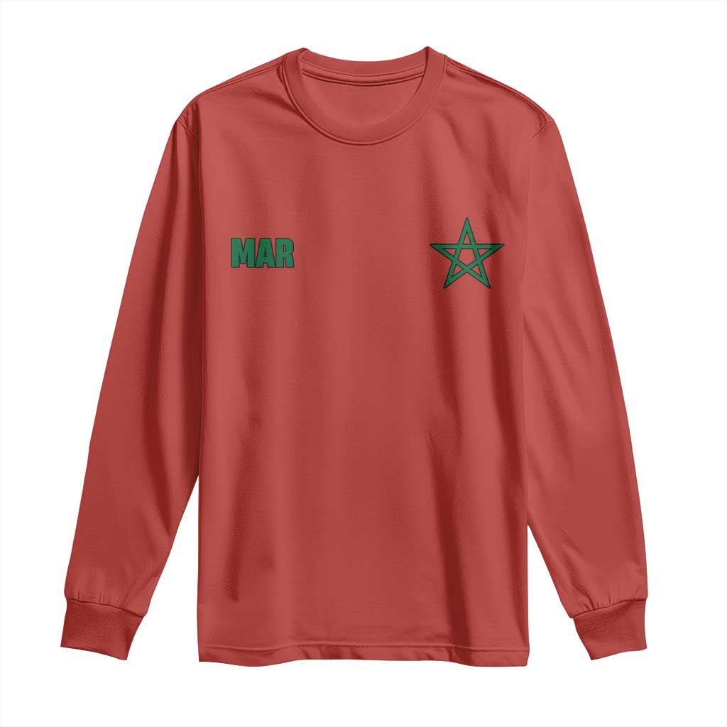 Morocco Long Sleeve Shirt Green Star Minimalist Patriotic Pride Gift for Proud Moroccan