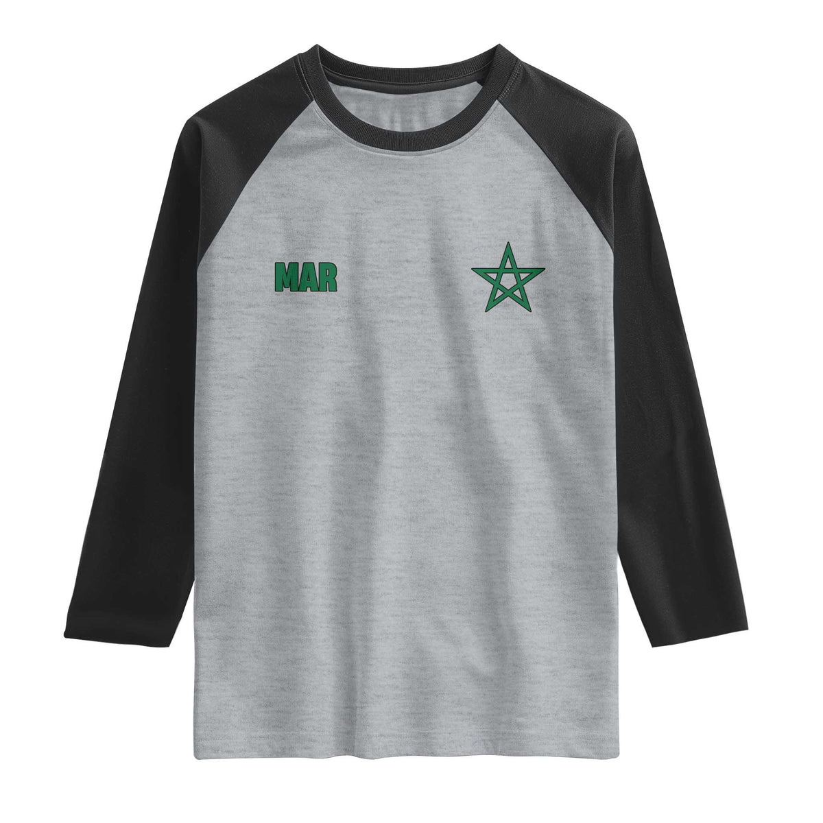 Morocco Raglan Shirt Green Star Minimalist Patriotic Pride Gift for Proud Moroccan