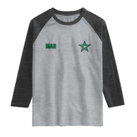 Morocco Raglan Shirt Green Star Minimalist Patriotic Pride Gift for Proud Moroccan