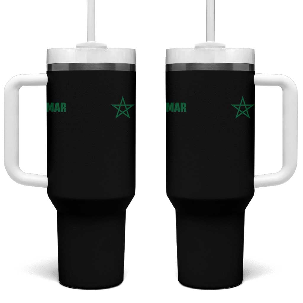 Morocco Tumbler With Handle Green Star Minimalist Patriotic Pride Gift for Proud Moroccan