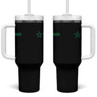Morocco Tumbler With Handle Green Star Minimalist Patriotic Pride Gift for Proud Moroccan