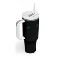 Morocco Tumbler With Handle Green Star Minimalist Patriotic Pride Gift for Proud Moroccan