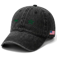 Morocco Washed Cotton Baseball Cap Green Star Minimalist Patriotic Pride Gift for Proud Moroccan