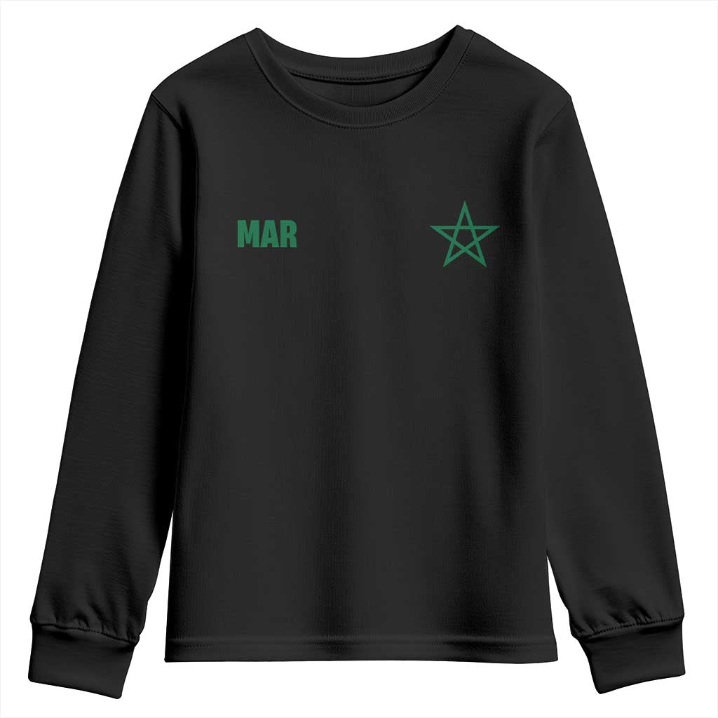 Morocco Youth Sweatshirt Green Star Minimalist Patriotic Pride Gift for Proud Moroccan