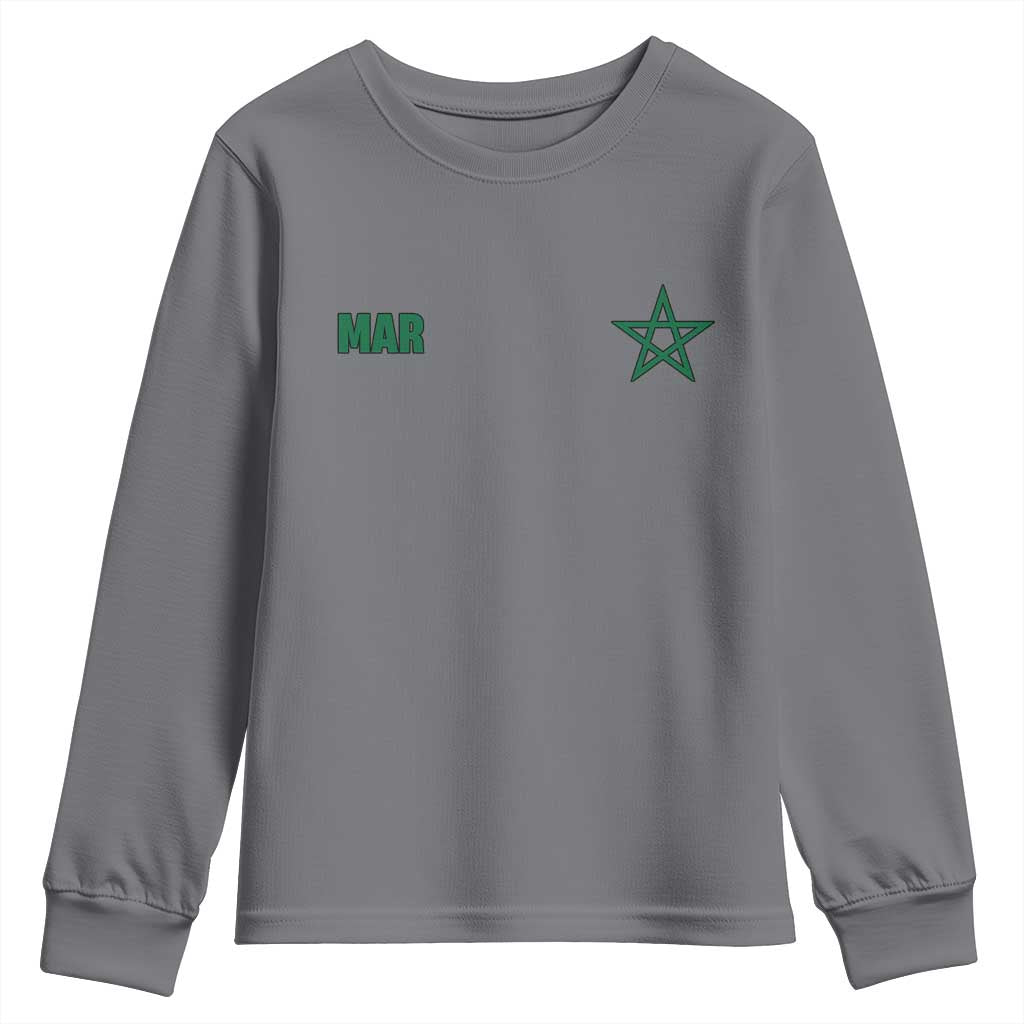 Morocco Youth Sweatshirt Green Star Minimalist Patriotic Pride Gift for Proud Moroccan