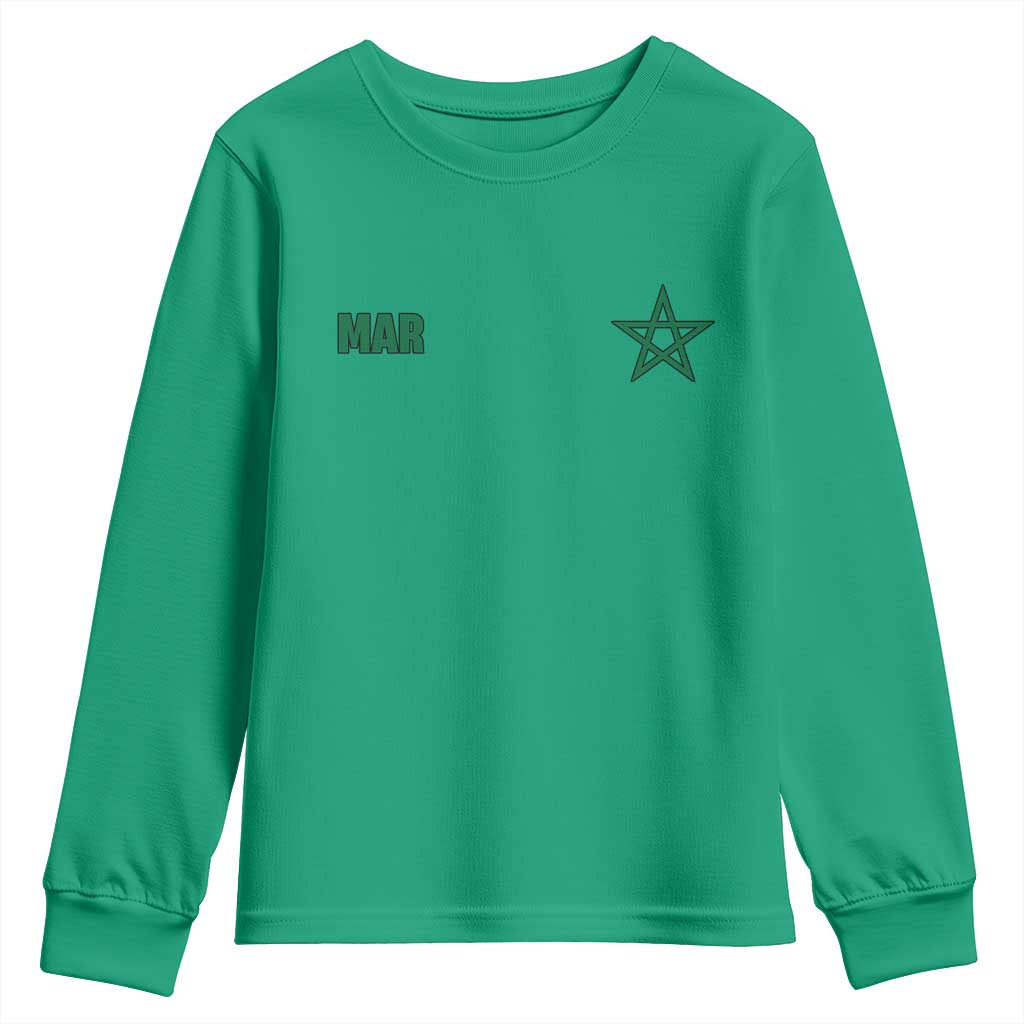Morocco Youth Sweatshirt Green Star Minimalist Patriotic Pride Gift for Proud Moroccan