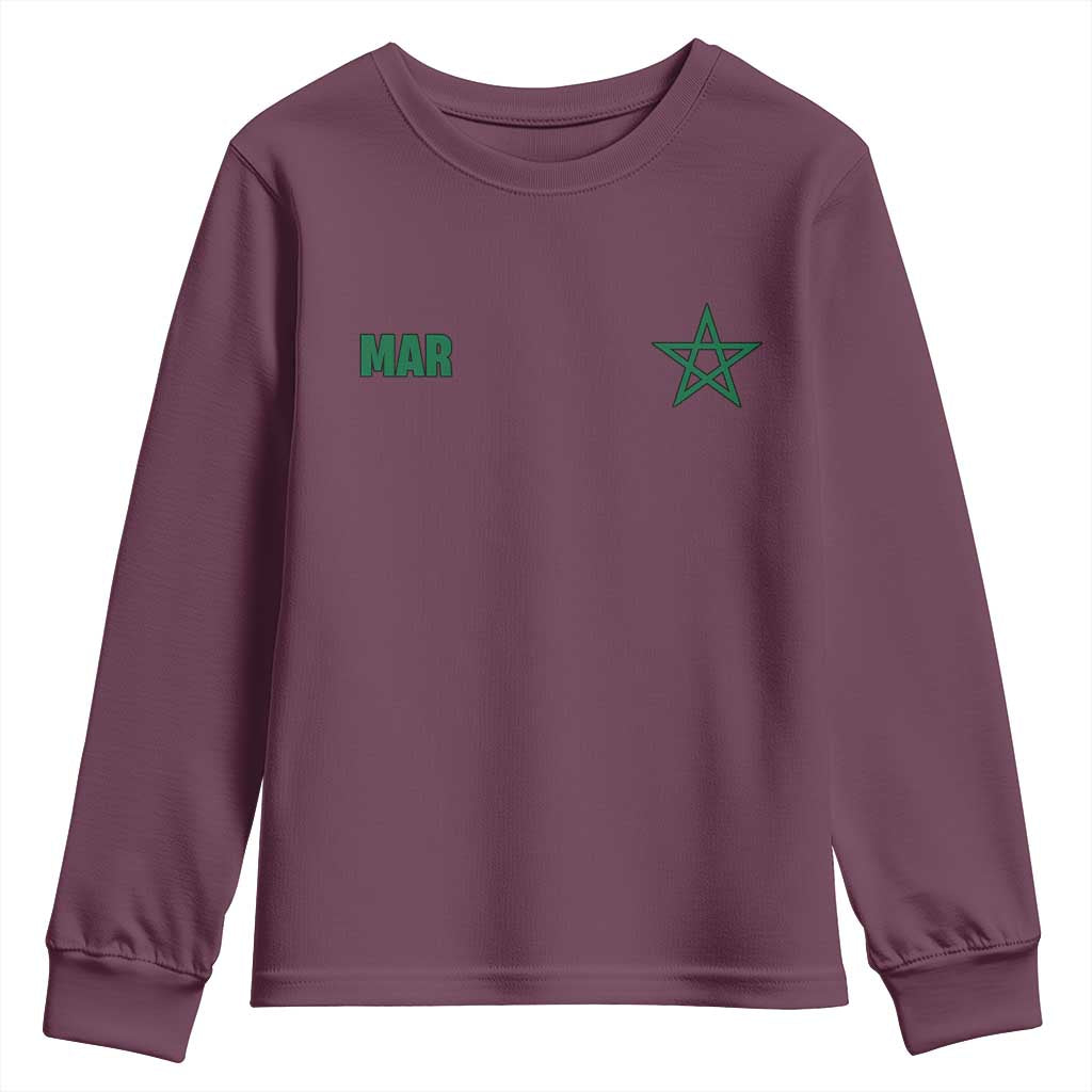 Morocco Youth Sweatshirt Green Star Minimalist Patriotic Pride Gift for Proud Moroccan