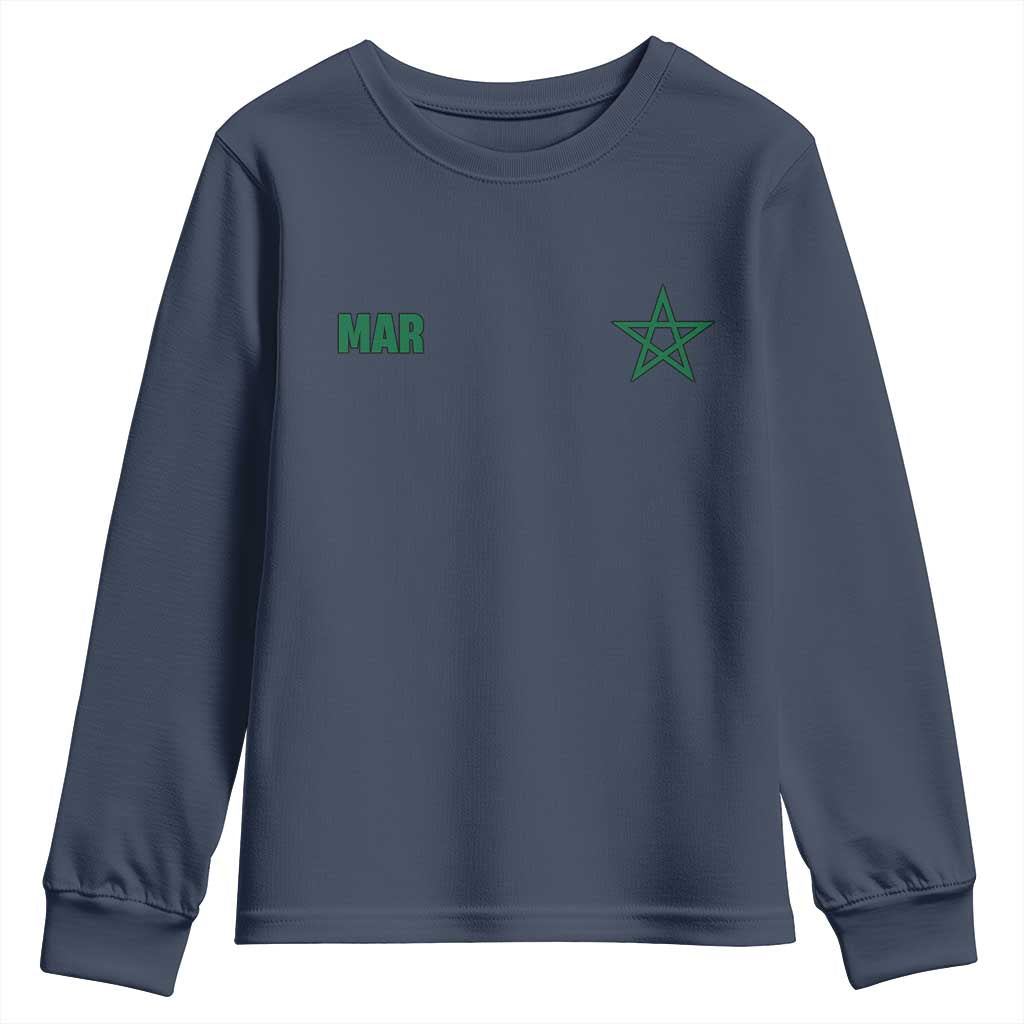 Morocco Youth Sweatshirt Green Star Minimalist Patriotic Pride Gift for Proud Moroccan