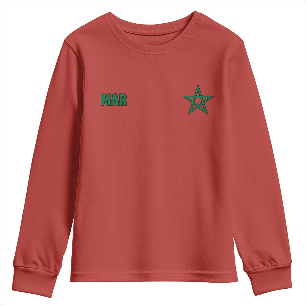 Morocco Youth Sweatshirt Green Star Minimalist Patriotic Pride Gift for Proud Moroccan