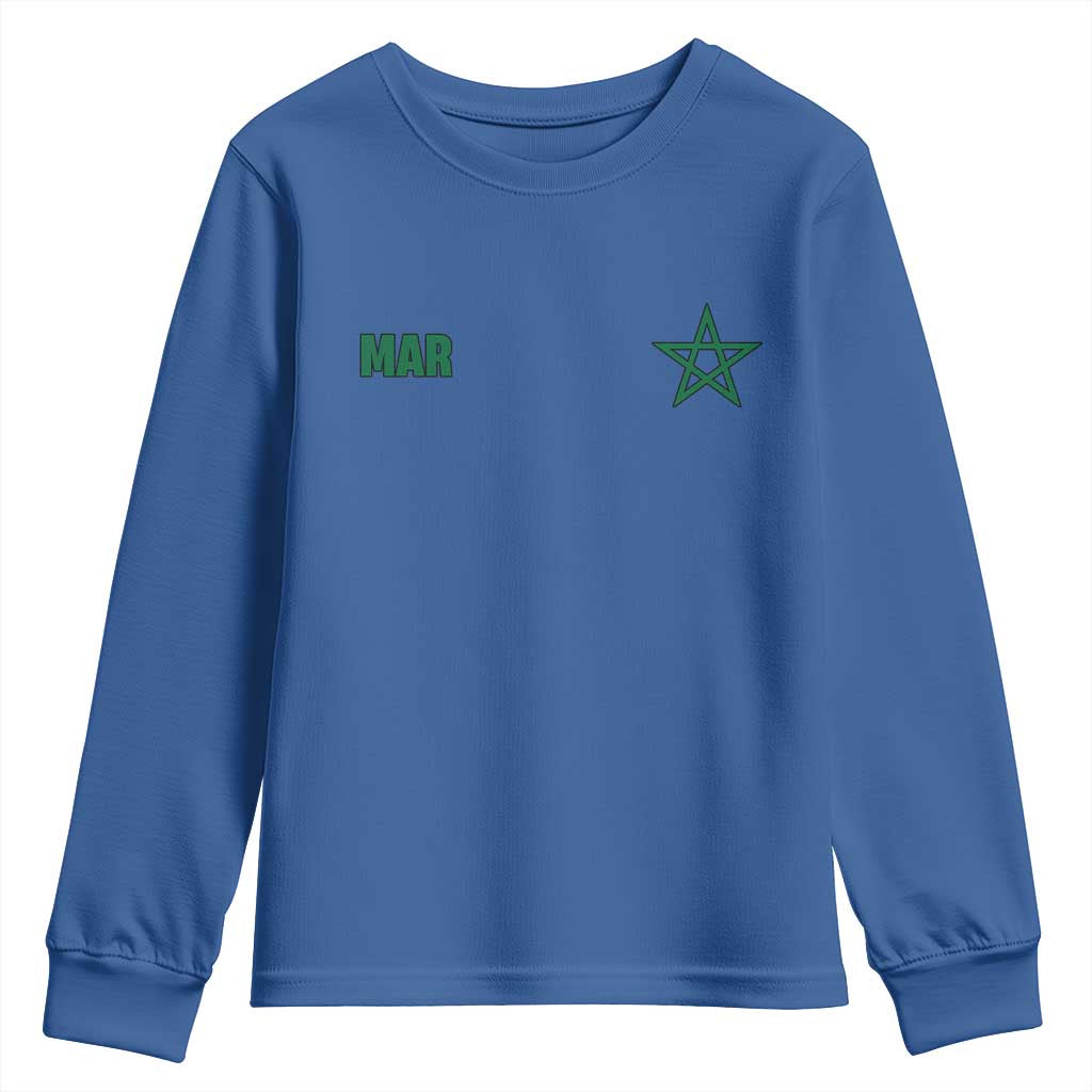 Morocco Youth Sweatshirt Green Star Minimalist Patriotic Pride Gift for Proud Moroccan