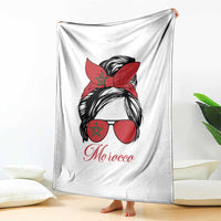 Morocco Girl Throw Blanket Moroccan Princess Morocco Flag Messy Bun