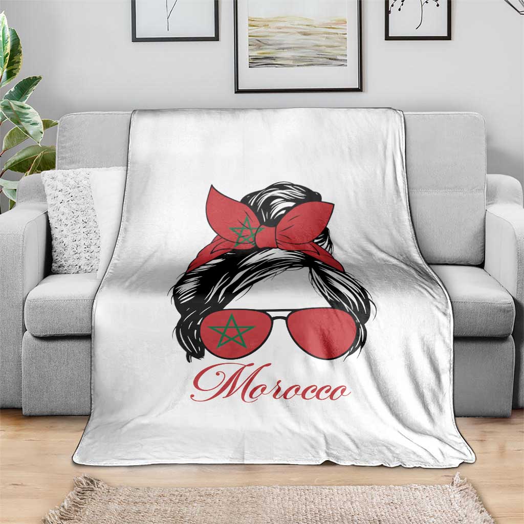 Morocco Girl Throw Blanket Moroccan Princess Morocco Flag Messy Bun