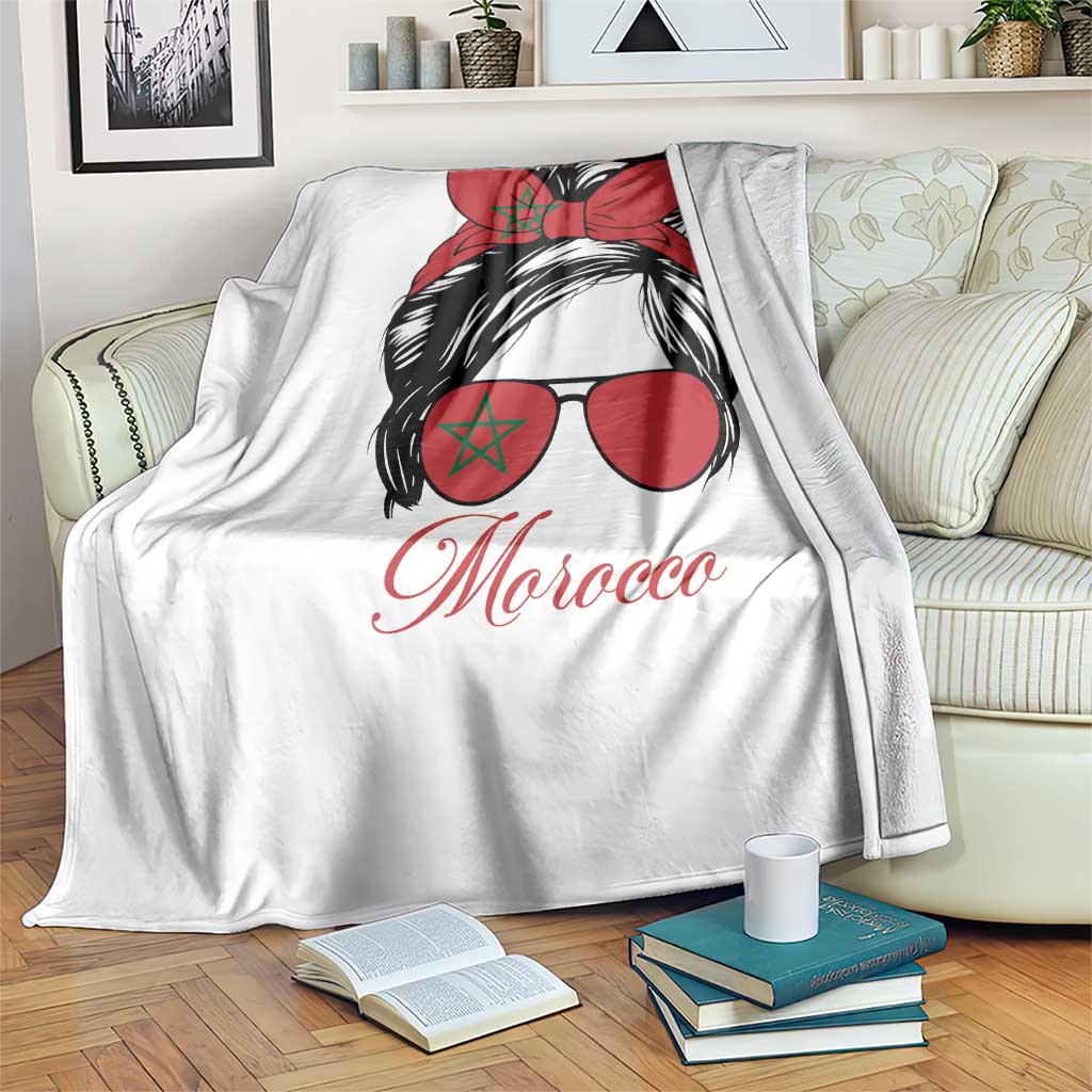 Morocco Girl Throw Blanket Moroccan Princess Morocco Flag Messy Bun