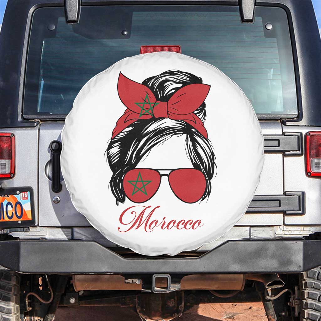 Morocco Girl Spare Tire Cover Moroccan Princess Morocco Flag Messy Bun