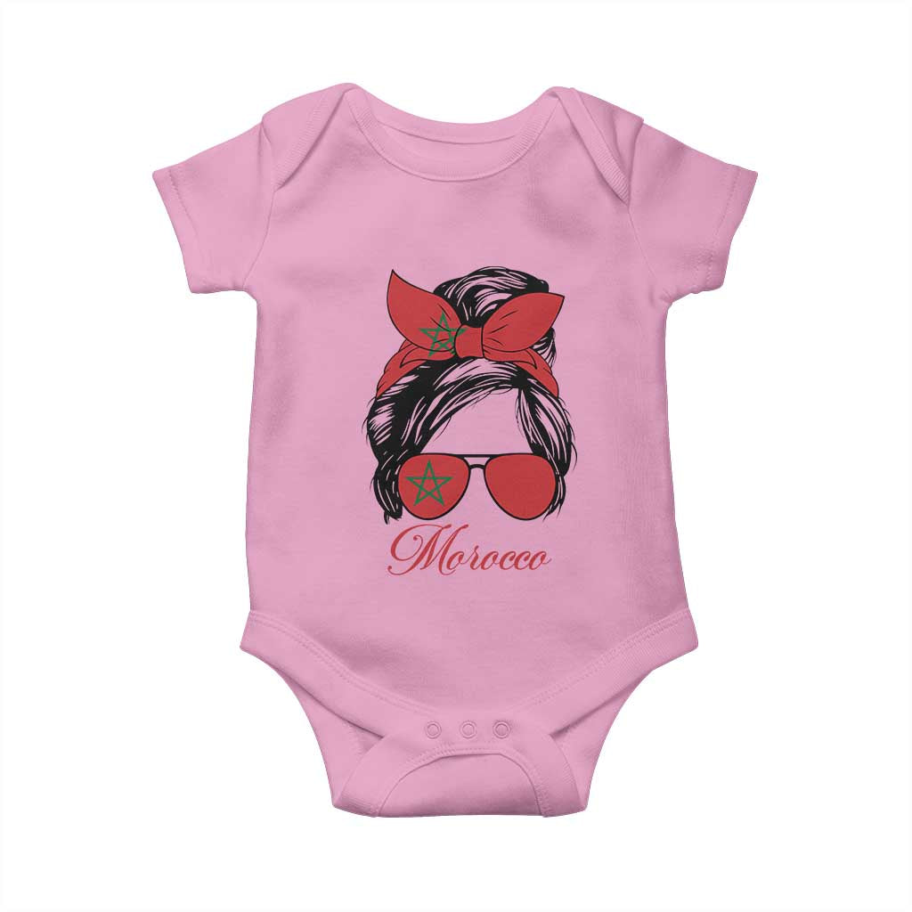Morocco Girl Baby Onesie Moroccan Princess Morocco Flag Messy Bun