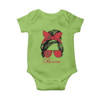 Morocco Girl Baby Onesie Moroccan Princess Morocco Flag Messy Bun