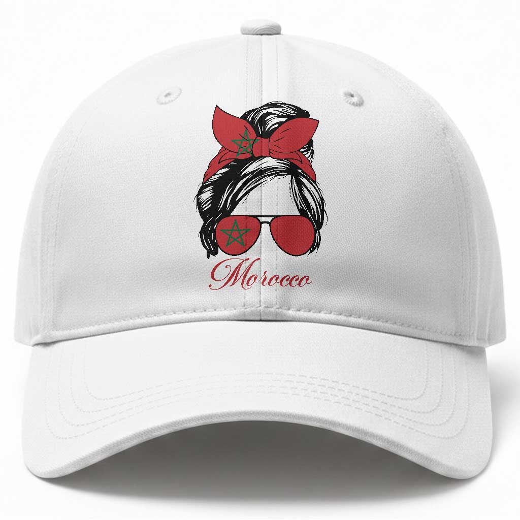 Morocco Girl Baseball Cap Moroccan Princess Morocco Flag Messy Bun