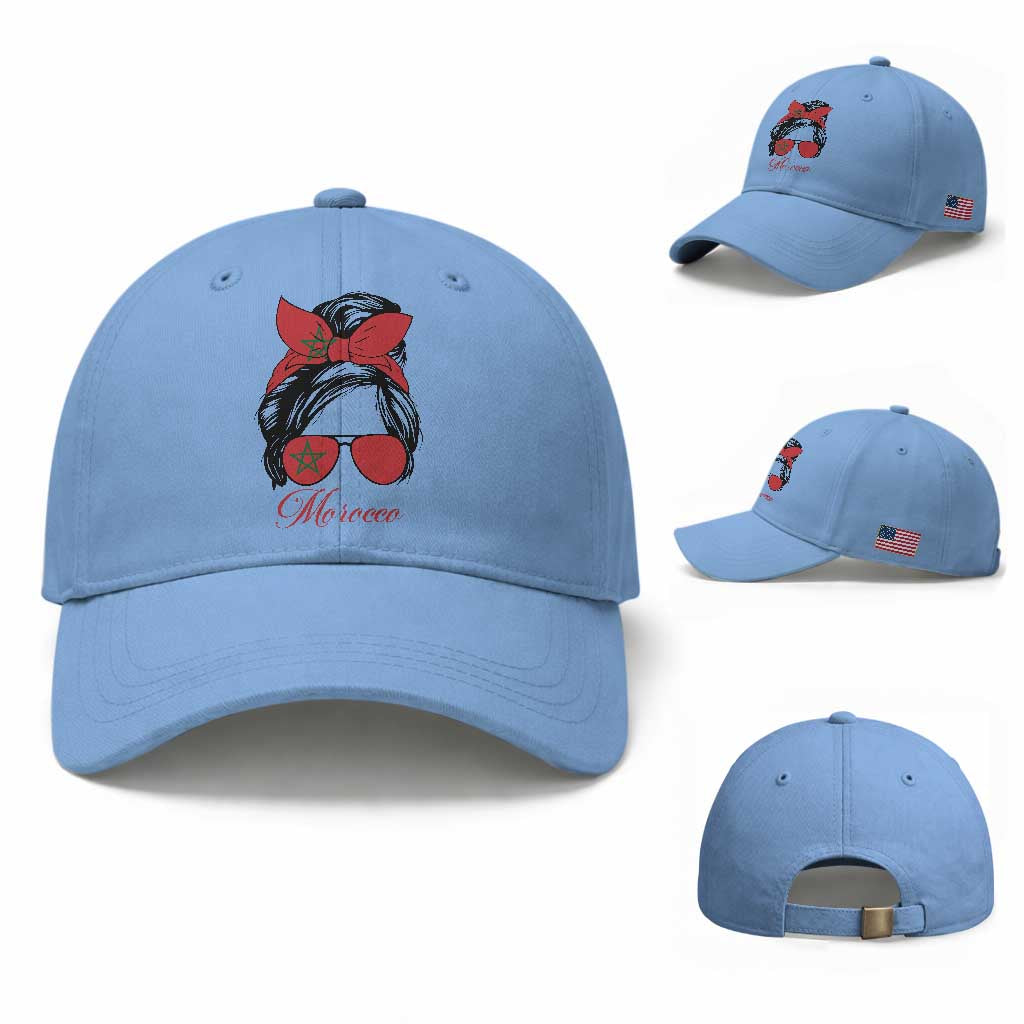 Morocco Girl Baseball Cap Moroccan Princess Morocco Flag Messy Bun