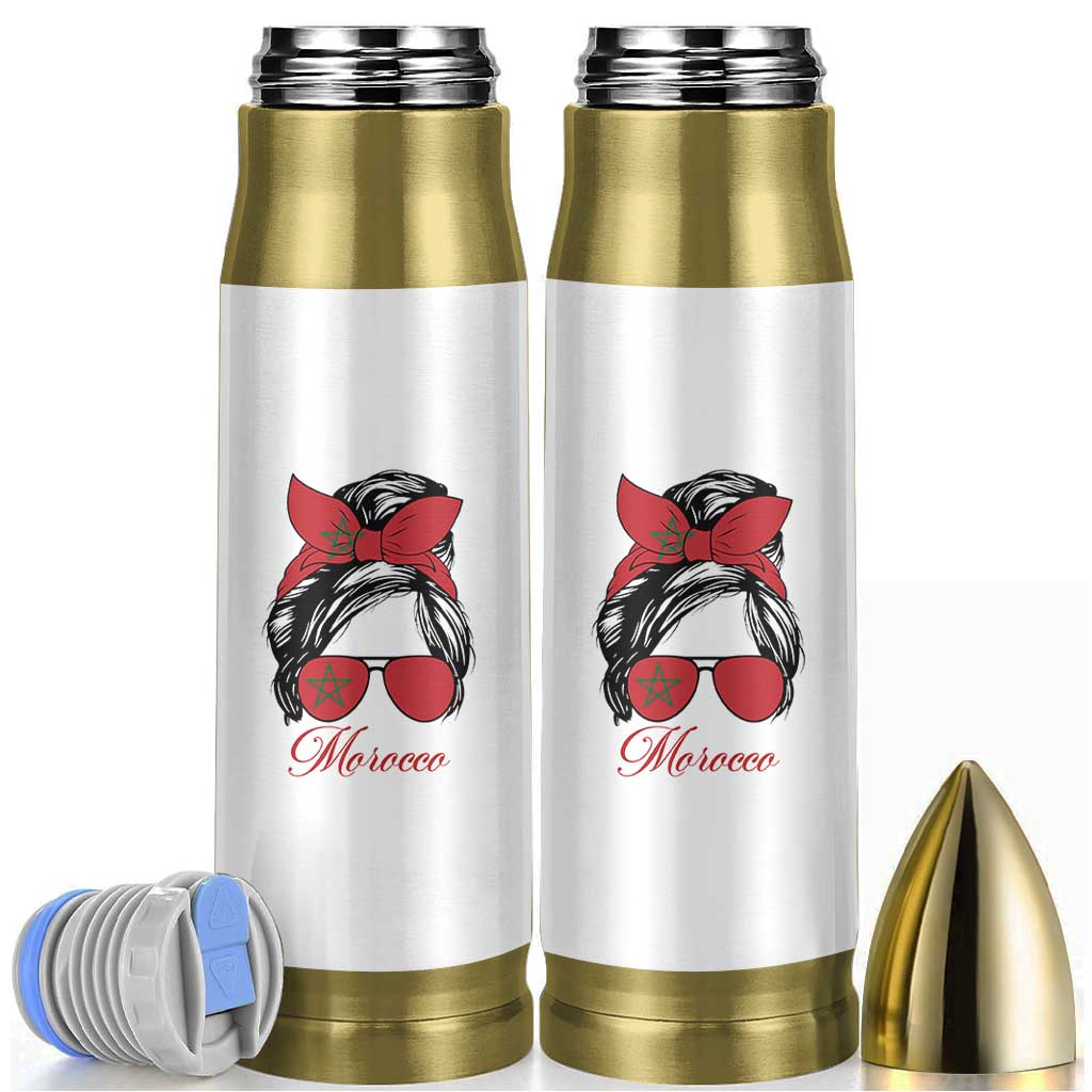 Morocco Girl Bullet Tumbler Moroccan Princess Morocco Flag Messy Bun