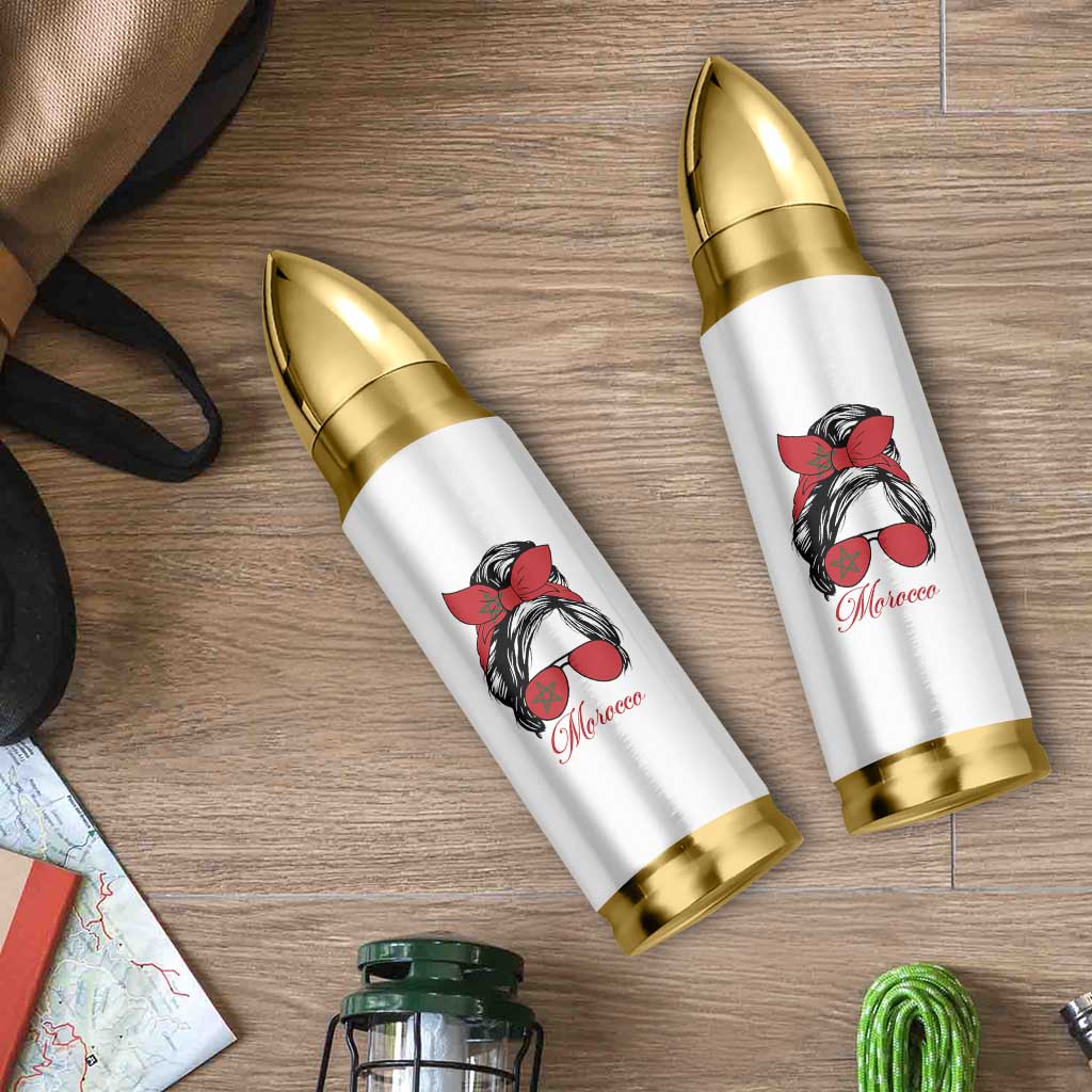 Morocco Girl Bullet Tumbler Moroccan Princess Morocco Flag Messy Bun