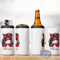 Morocco Girl 4 in 1 Can Cooler Tumbler Moroccan Princess Morocco Flag Messy Bun