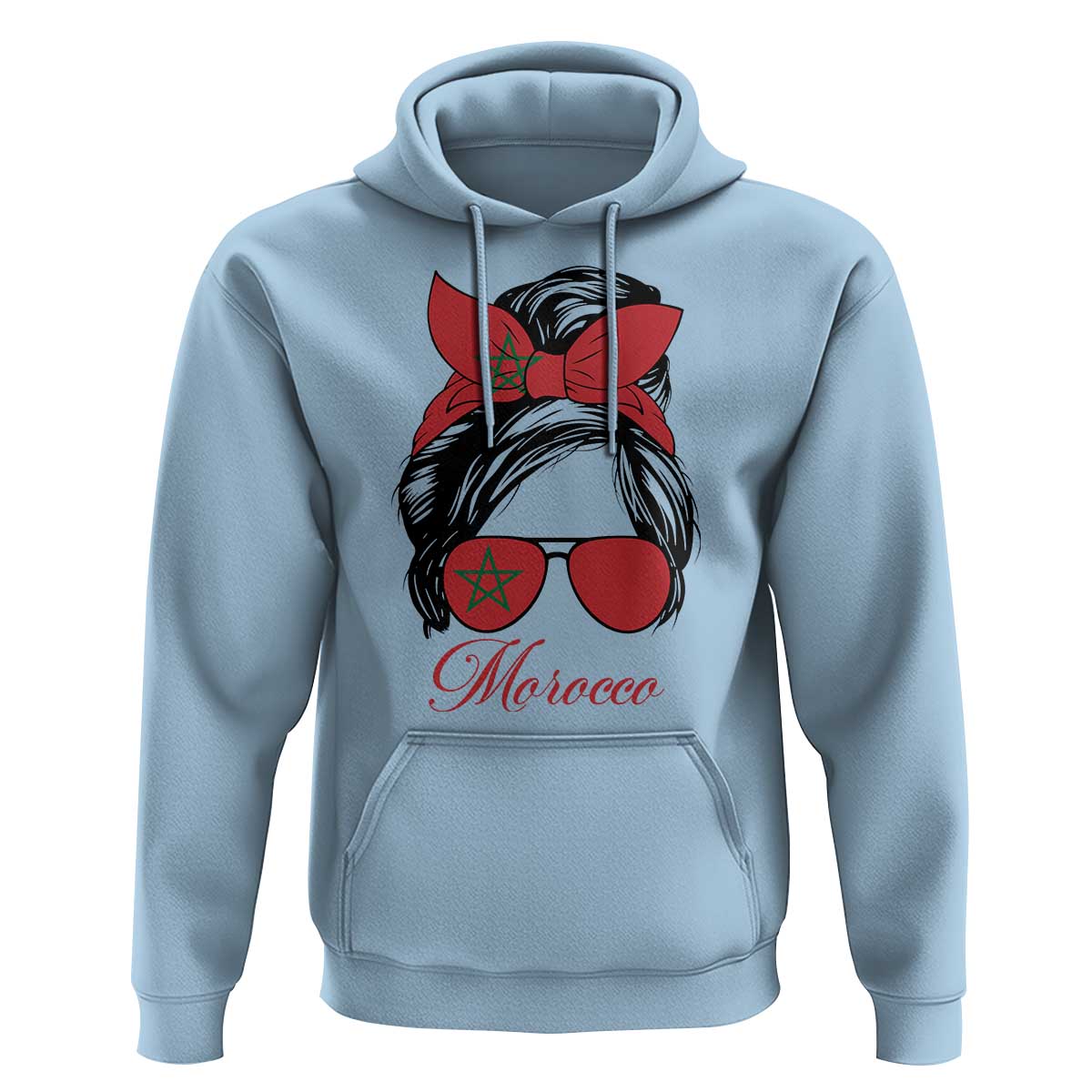Morocco Girl Hoodie Moroccan Princess Morocco Flag Messy Bun