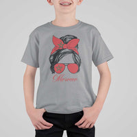 Morocco Girl T Shirt For Kid Moroccan Princess Morocco Flag Messy Bun