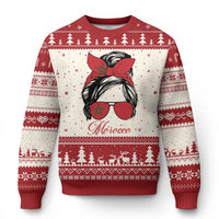 Morocco Girl Ugly Christmas Sweater Moroccan Princess Morocco Flag Messy Bun
