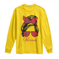 Morocco Girl Long Sleeve Shirt Moroccan Princess Morocco Flag Messy Bun