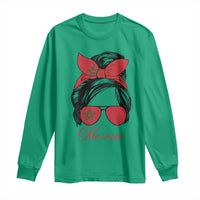 Morocco Girl Long Sleeve Shirt Moroccan Princess Morocco Flag Messy Bun